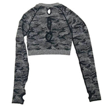 NADANBAO Camouflage Seamless Sporting Top Long Sleeve With Thumb Holes Workout Camo Tops For Women Fitness Gym Crops Top